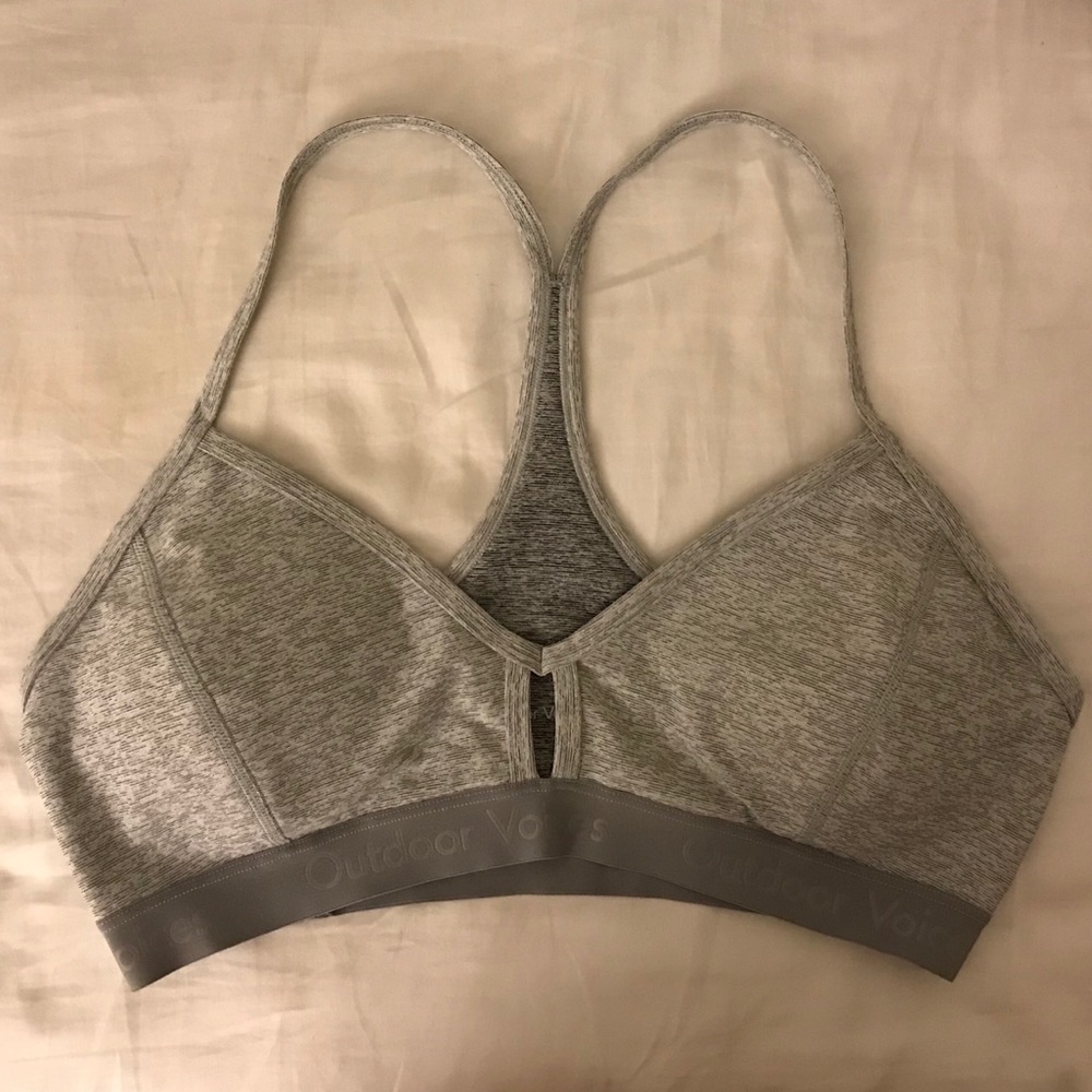 Outdoor Voices Steeplechase Bra in Dove (Large)